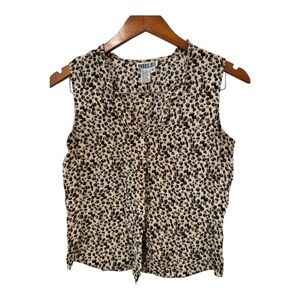 Robbie Bee Brown and Tan Sleeveless Blouse with Peter Pan Collar